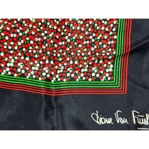DIANE VON FURSTENBERG for BAAR & BEARDS INC. VTG Silk Scarf black/ floral Japan